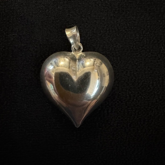 Jewelry - Silver Large Puffy Heart Pendant Heart Charm